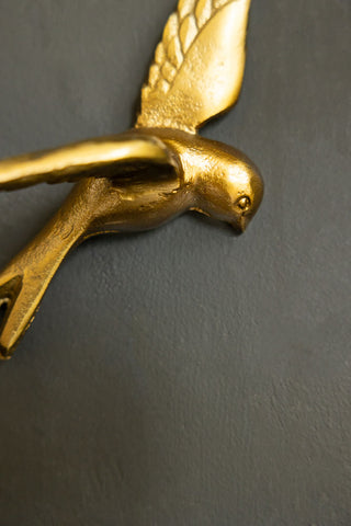 Detail image of the Set Of 3 Gold Metal Birds Wall Ornament