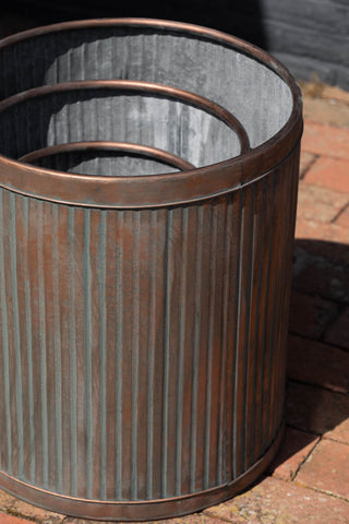 Image of the set for the Set Of 3 Antique Copper Garden Tub Planters