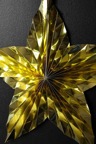 Close-up image of the Set Of 3 Metallic Gold Paper Stars