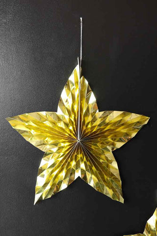 Image of one of the Set Of 3 Metallic Gold Paper Stars