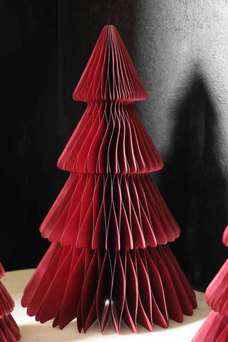 Image of the large tree in the Set Of 3 Red Wine Honeycomb Christmas Trees