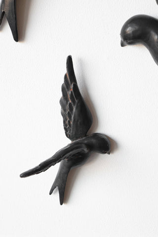 Image of the bird for the Set Of 4 Black Bird Wall Ornaments