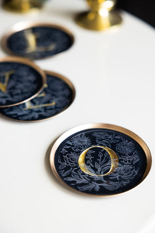 Image of the finish on the Set Of 4 Black & Gold Love Coasters