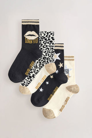 Image of the Set Of 4 Leopard & Animal Print Socks on a white background