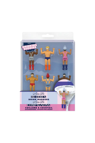 Image of the Set Of 6 Apres Ski Wine Glass Charms on a white background