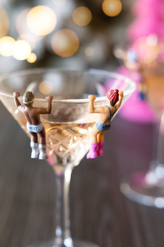 Lifestyle image of the Set Of 6 Apres Ski Wine Glass Charms