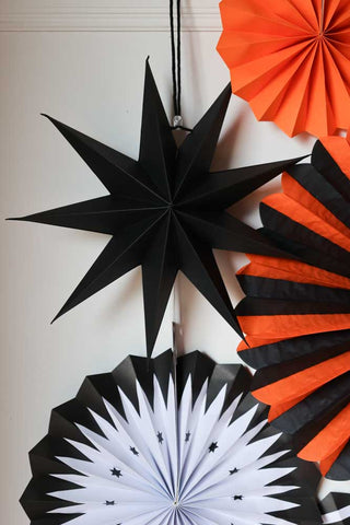Image of the star for the Set Of 7 Black & Orange Paper Decorations