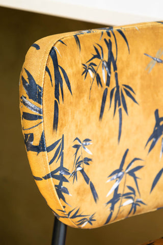 Close-up of the backrest of the Set of 2 Bar Stools in Bamboo Velvet.