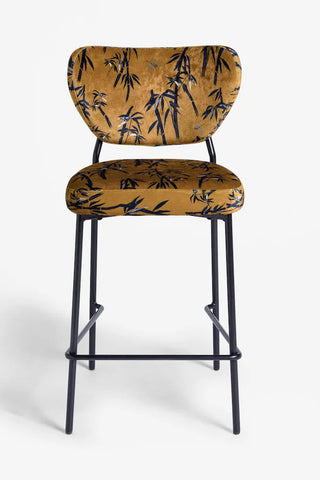Cutout of the Set of 2 Bar Stools in Bamboo Velvet on a white background.