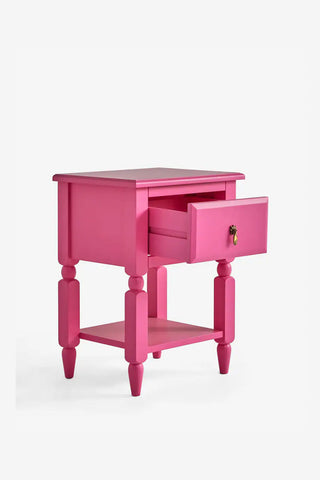 Detail image of the Set of 2 Beautiful Hot Pink Bedside Tables on a white background