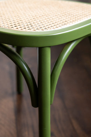 Image of the colour of the Set of 2 Chez Pitou Wood & Woven Cane Dining Chairs in Green