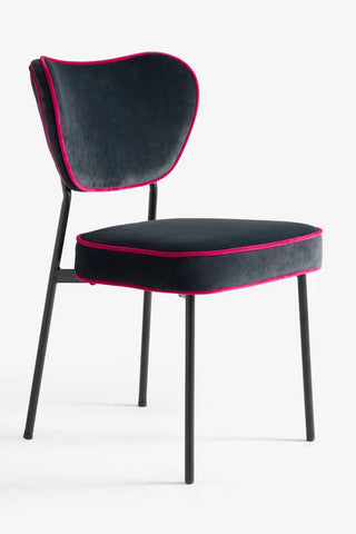 Image of the Set of 2 Dining Chairs in Charcoal & Pink Velvet on a white background