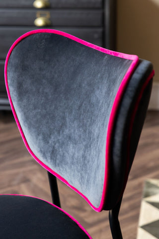 Detail image of the Set of 2 Dining Chairs in Charcoal & Pink Velvet