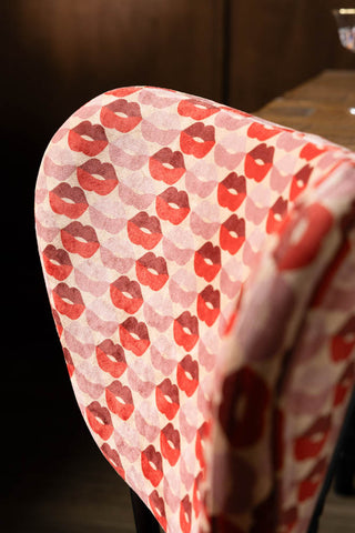 Close-up of the Set of 2 Dining Chairs in Lips Print Velvet.