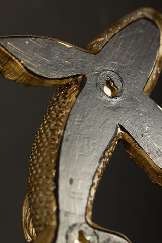 Close-up of the fixing on the reverse side of the Set of 2 Gold Koi Fish Wall Art.