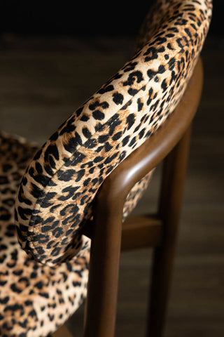 Close-up of the top of one of the Set of 2 Leopard Wooden Dining Chairs.