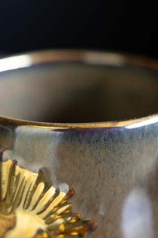 Close-up image of the Set of 2 Milagro Heart Glazed Mugs