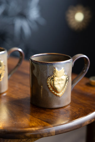 Image of the Set of 2 Milagro Heart Glazed Mugs