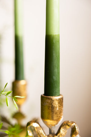 Image of the finish on the Set of 2 Ombre Green Dinner Candles