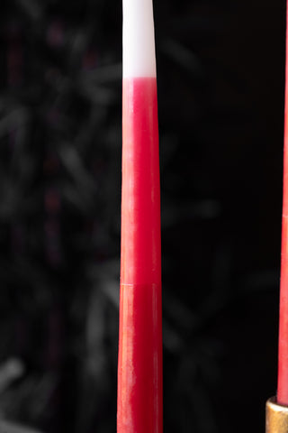 Detail shot of one of the Set Of 2 Red Dinner Candles.