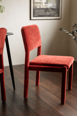 Image of the Set of 2 Rust Velvet Dining Chairs