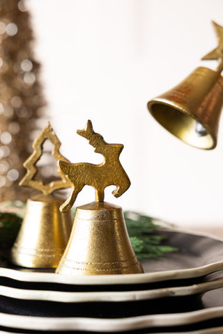 Image of the Set of 3 Gold Bell Christmas Ornaments