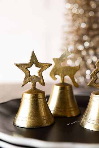 Lifestyle image of the Set of 3 Gold Bell Christmas Ornaments