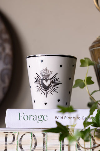 Close-up image of the Set of 4 Milagro Heart Ceramic Cups