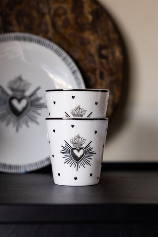 Image of the finish on the Set of 4 Milagro Heart Ceramic Cups