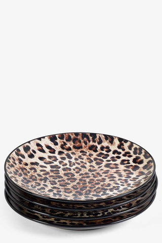 Set of 4 Natural Leopard Love Side Plates