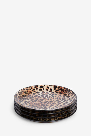Set of 4 Natural Leopard Love Side Plates