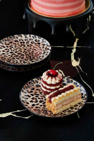 Set of 4 Natural Leopard Love Side Plates
