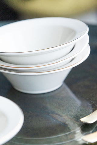 Image of the finish for the White Parisian Bistro Set of 4 Cereal Bowls