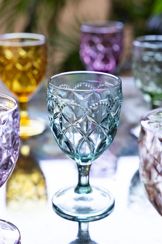 Image of the Set of 6 Colourful Vintage-Style Wine Glasses