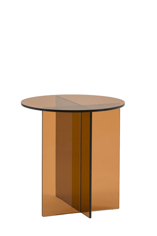 The Seventies Amber Glass Side Table in front of a white background.