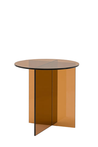 The Seventies Amber Glass Side Table in front of a plain background.