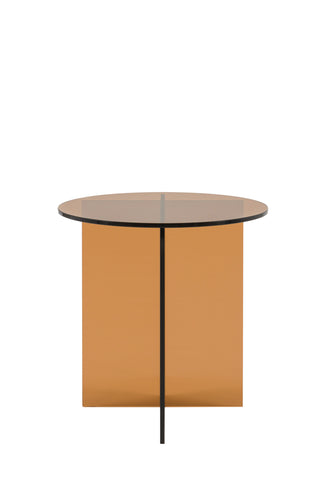 The Seventies Amber Glass Side Table on a white background.