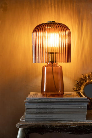 Image of the Amber Seventies Glass Table Lamp on