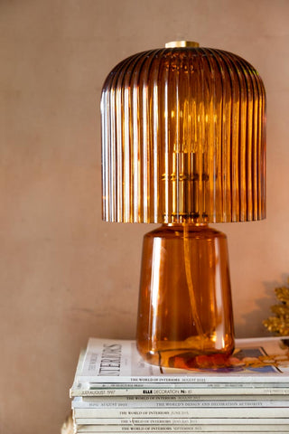 Image of the finish for the Amber Seventies Glass Table Lamp
