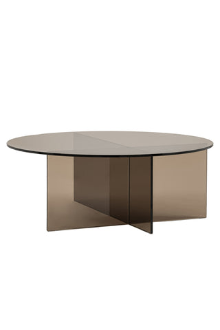 Cutout of the Seventies Smoked Glass Oval Coffee Table on a white background.