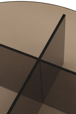 Close-up of the top of the Seventies Smoked Glass Oval Coffee Table.