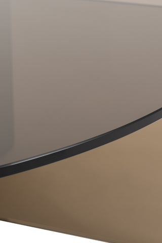 Close-up of the edge of the top of the Seventies Smoked Glass Side Table.