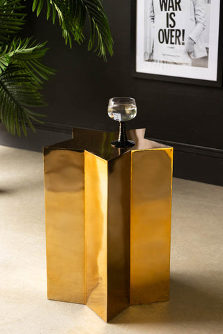 Shiny Gold Star Side Table styled lifestyle