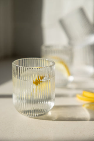 Detail image of the Short Ribbed Tumbler Glass