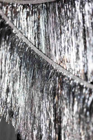Close-up image of the Set Of 2 Silver Tinsel Christmas Garlands