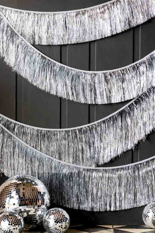 Lifestyle image of the Set Of 2 Silver Tinsel Christmas Garlands