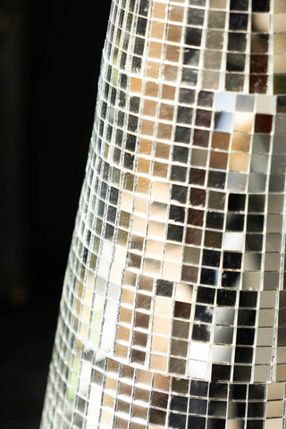 The mirror tiles on the Silver Mirror Disco Christmas Cone. 