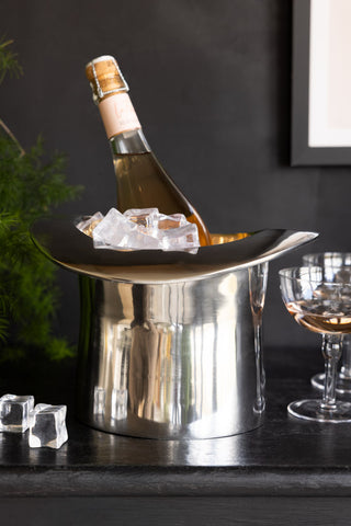 Lifestyle image of the Silver Top Hat Wine Cooler