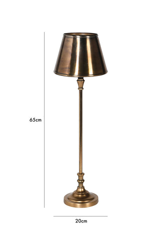 Dimension image of the Slim Antique Brass Table Lamp With Metal Shade