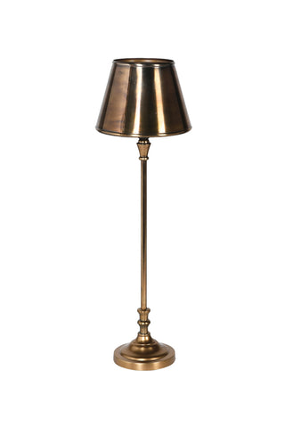 Image of the Slim Antique Brass Table Lamp With Metal Shade on a white background